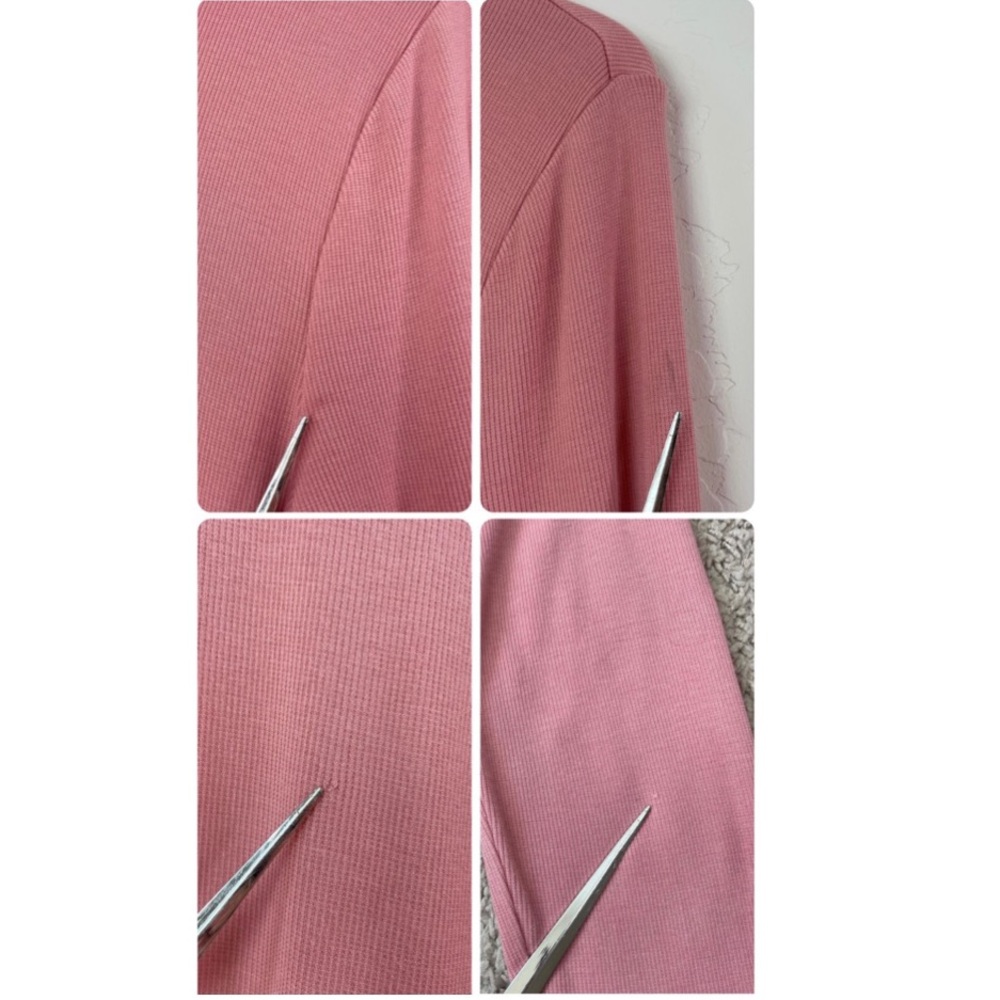 Marine Layer Dusty Pink Lexi Rib Crew Tee Stretch Tencel Long Sleeve Size XL - Picture 15 of 16